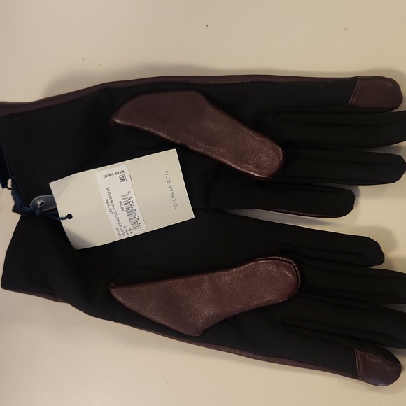 NWT COLE HAAN Cherry Cola Leather Gloves Sz S/M - Picture 3 of 4